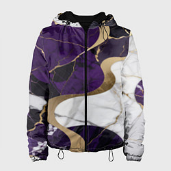 Куртка с капюшоном женская Фиолетовый с белым и золотым, цвет: 3D-черный
