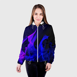 Куртка с капюшоном женская Неоновый огонь текстура, цвет: 3D-белый — фото 2