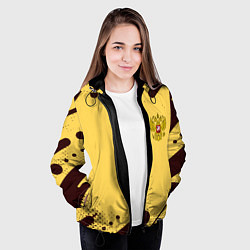 Куртка с капюшоном женская Герб РФ текстура ретро, цвет: 3D-черный — фото 2