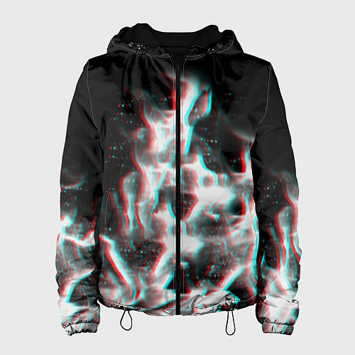 Женская куртка Огонь глитч текстура / 3D-Черный – фото 1