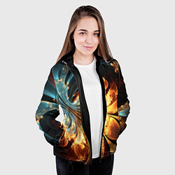 Куртка с капюшоном женская Абстрактный фрактал, цвет: 3D-черный — фото 2
