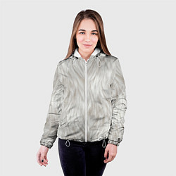 Куртка с капюшоном женская Белый мех кошки, цвет: 3D-белый — фото 2