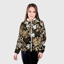 Куртка с капюшоном женская Персонажи Among us в бежевом тоне, цвет: 3D-белый — фото 2