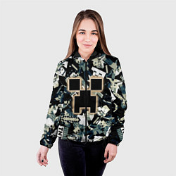 Куртка с капюшоном женская Логотип Minecraft и его персонажи, цвет: 3D-черный — фото 2