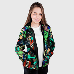 Куртка с капюшоном женская Главные герои из Майнкрафт, цвет: 3D-черный — фото 2