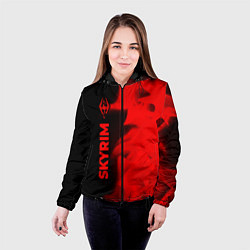 Куртка с капюшоном женская Skyrim - red gradient по-вертикали, цвет: 3D-черный — фото 2