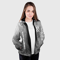 Куртка с капюшоном женская CreepyPasta - grey gradient вертикально, цвет: 3D-черный — фото 2
