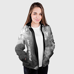 Куртка с капюшоном женская Porsche - grey gradient вертикально, цвет: 3D-черный — фото 2
