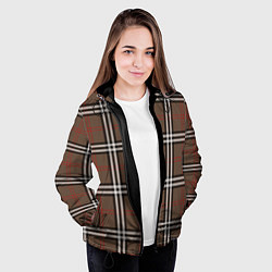 Куртка с капюшоном женская Стильная клетка - шотландка, цвет: 3D-черный — фото 2