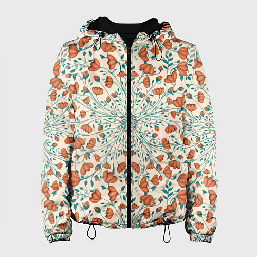 Женская куртка Цветочный узор калейдоскоп / 3D-Черный – фото 1