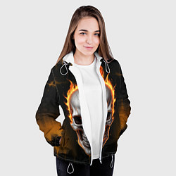 Куртка с капюшоном женская Череп в огне, цвет: 3D-белый — фото 2