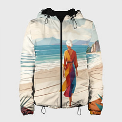 Женская куртка Летний пейзаж с женщиной на пляже