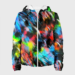 Куртка с капюшоном женская Цветные краски абстракция, цвет: 3D-белый