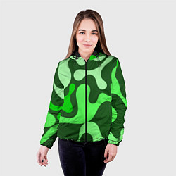 Куртка с капюшоном женская Камуфляж зеленый крупный, цвет: 3D-черный — фото 2