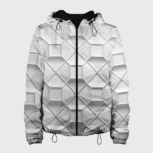 Женская куртка Бело серая геометрия / 3D-Черный – фото 1