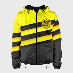 Куртка с капюшоном женская Герб РФ геометрия линии, цвет: 3D-черный