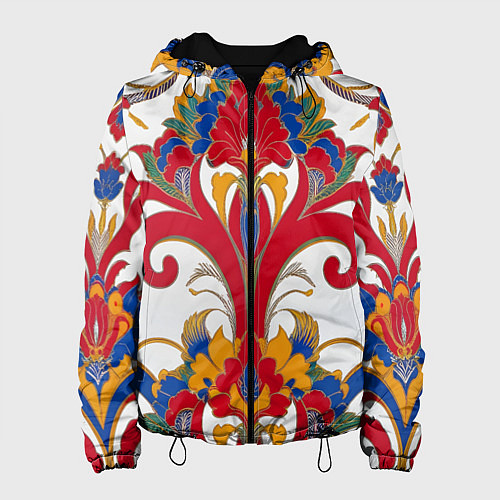 Женская куртка Яркий алый узор / 3D-Черный – фото 1
