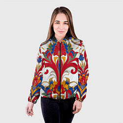 Куртка с капюшоном женская Яркий алый узор, цвет: 3D-черный — фото 2