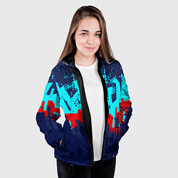 Куртка с капюшоном женская Красно-синяя абстракция, цвет: 3D-черный — фото 2