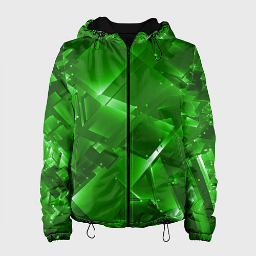 Женская куртка Прозрачная изумрудная геометрия / 3D-Черный – фото 1