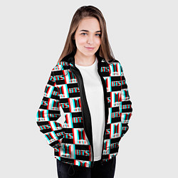 Куртка с капюшоном женская BTS glitch pattern, цвет: 3D-черный — фото 2