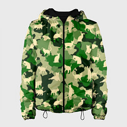 Куртка с капюшоном женская Коты на цветном камуфляже, цвет: 3D-черный