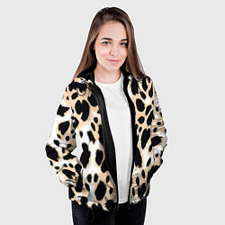 Куртка с капюшоном женская Леопард пятна, цвет: 3D-черный — фото 2