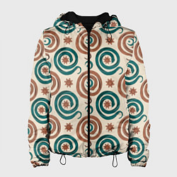 Куртка с капюшоном женская Паттерн со змеями защищающими луну и солнце, цвет: 3D-черный