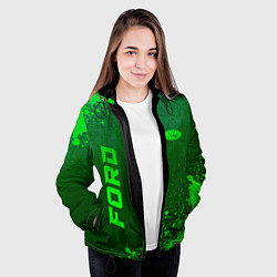 Куртка с капюшоном женская Ford - green gradient вертикально, цвет: 3D-черный — фото 2