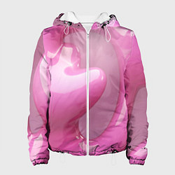 Куртка с капюшоном женская Розовые краски абстракция, цвет: 3D-белый
