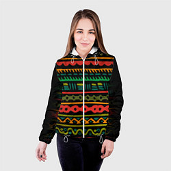 Куртка с капюшоном женская Ethnic ornament on black, цвет: 3D-белый — фото 2