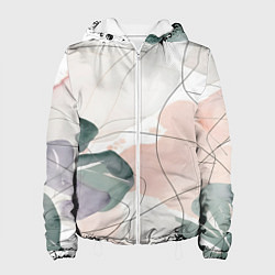 Женская куртка Акварельные листья светлые