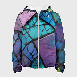 Куртка с капюшоном женская Цветное стекло абстракция, цвет: 3D-белый