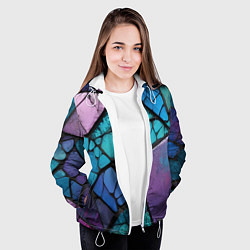 Куртка с капюшоном женская Цветное стекло абстракция, цвет: 3D-белый — фото 2