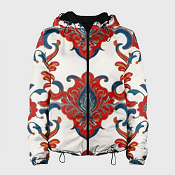 Женская куртка Узор красно-синий на белом фоне