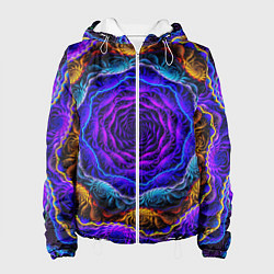 Куртка с капюшоном женская Неоновая психоделика, цвет: 3D-белый