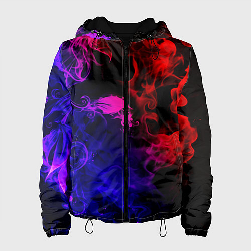 Женская куртка Неоновый цветок в дыму / 3D-Черный – фото 1