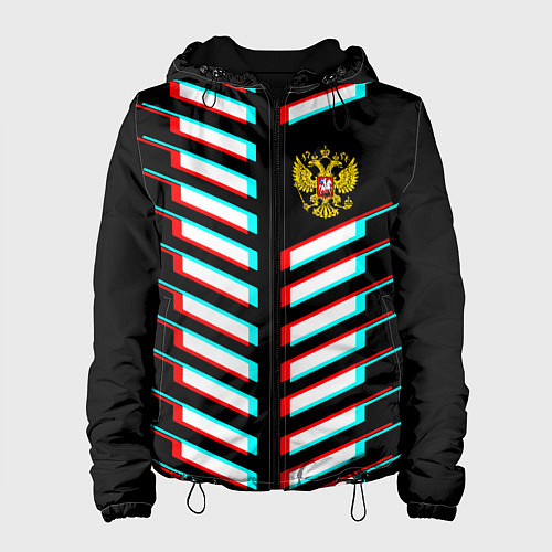 Женская куртка Герб РФ глитч геометрия / 3D-Черный – фото 1