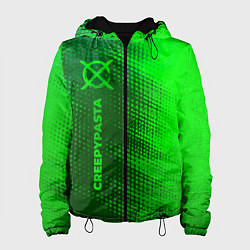 Куртка с капюшоном женская CreepyPasta - green gradient по-вертикали, цвет: 3D-черный