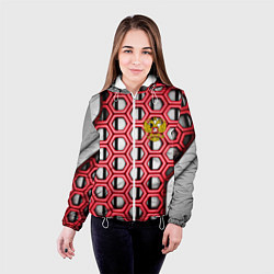 Куртка с капюшоном женская Россия герб сетка метала, цвет: 3D-белый — фото 2