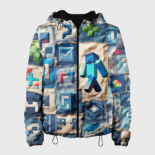 Женская куртка Minecraft шагает на пэчворк / 3D-Черный – фото 1