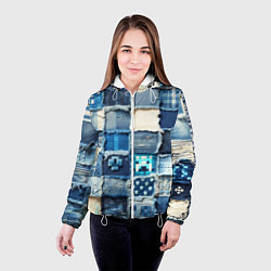 Куртка с капюшоном женская Minecraft на пэчворк дениме, цвет: 3D-белый — фото 2