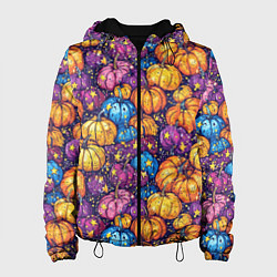 Куртка с капюшоном женская Тыквенный урожай, цвет: 3D-черный