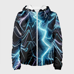 Куртка с капюшоном женская Разряд молнии - неоновое свечение, цвет: 3D-белый