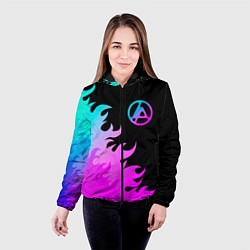 Куртка с капюшоном женская Linkin Park 2024 неоновый огонь, цвет: 3D-черный — фото 2