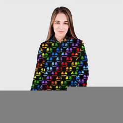 Куртка с капюшоном женская Marshmello pattern neon, цвет: 3D-черный — фото 2