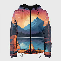 Женская куртка В лесу с палаткой