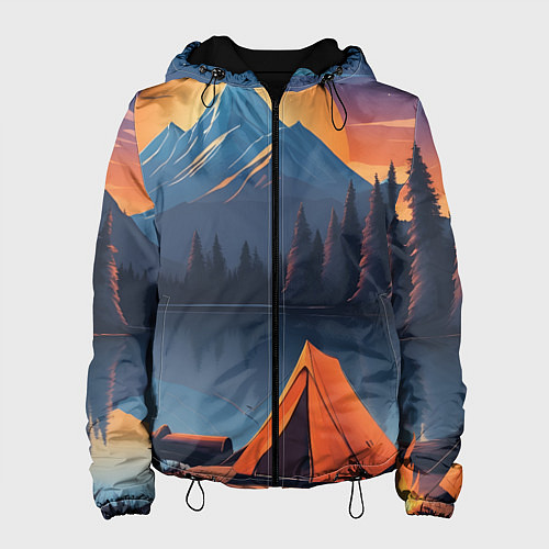 Женская куртка Палатка на берегу озера / 3D-Черный – фото 1