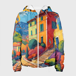 Женская куртка Живопись яркие домики фовизм