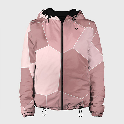 Женская куртка Пыльно-розовый крупная мозаика / 3D-Черный – фото 1